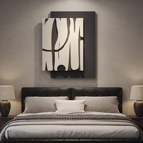 3D Black and White Abstract Wall Art, Modern Textured Artwork for Walls