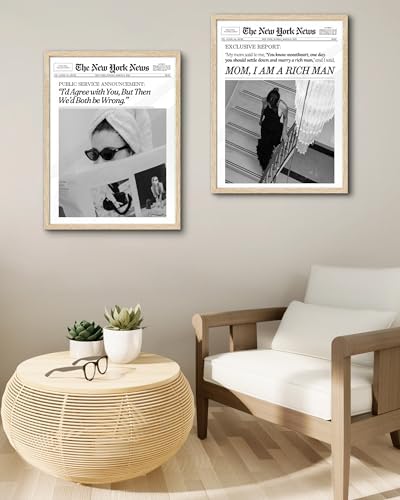 EcoHest 16x20 in Cool Girl Newspaper Framed Wall Art for Bedroom