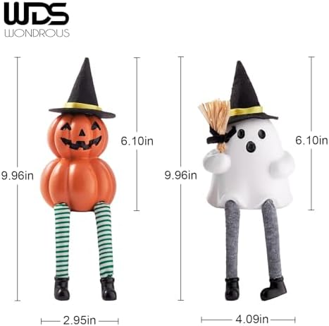 WDS WONDROUS Halloween Decoration-2 Pack Ghost Figurine & Pumpkin Statues