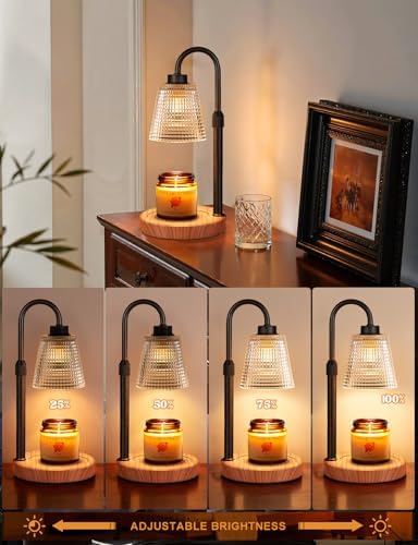 Innqoo Rustic Candle Warmer Lamp with Timer, Dimmable Candle Warmer for Jar Candles, Height Adjustable Wax Melts