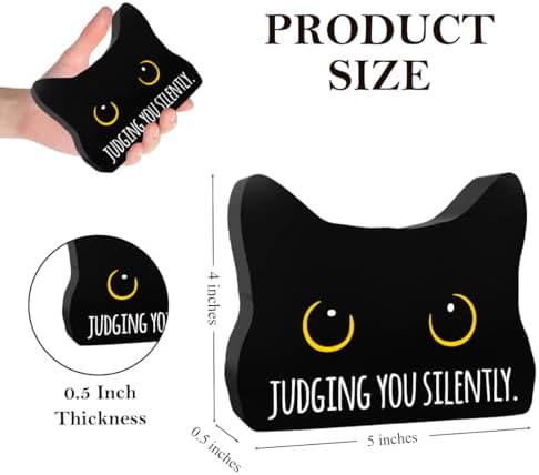 Judging You Silently Funny Bathroom Acrylic Decor Sign Black Cat Decor Cat Decor for Home Bathroom Cat Lover Gifts For Women Men