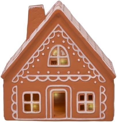 Mark Feldstein Iced Gingerbread Houses LED Figurines, Set of 2, 9 in