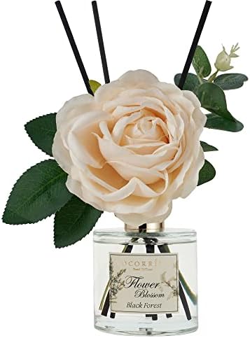 Cocorrina Reed Diffuser Set, Flower Reed Diffuser Black Forest 6.7 oz, Scented Diffuser with Sticks Home Fragrance