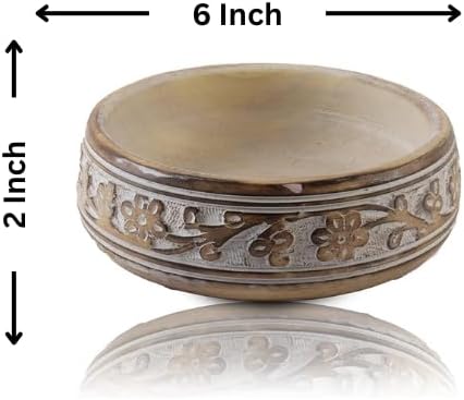 Handmade " Decorative Mango Wood Snack Serving Bowl For Dry Fruits Chips / White Wash Finish / 6 x 2
