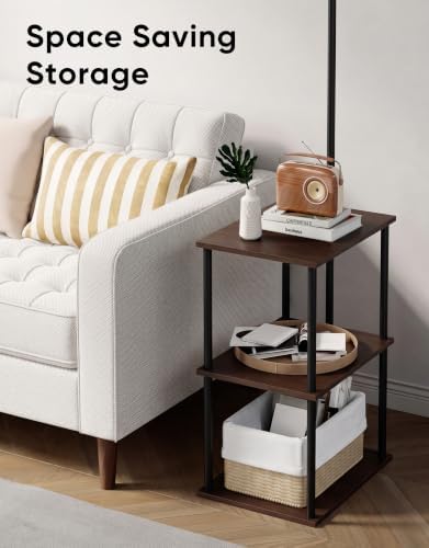 PARTPHONER Floor Lamp with Table, Night Stand with Lamp, Narrow Side Table with 3CCT LED Bulb, Small Coffee Table