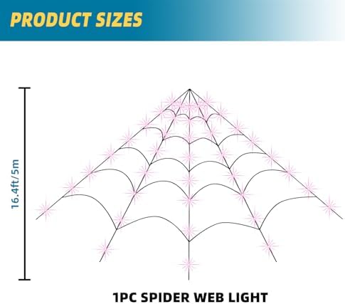 Halloween 200" Spider Web Light Decorations with 250 LED Lights Decor.