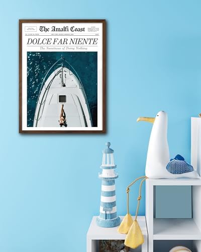 EcoHest 12x16 in Dolce Far Niente Newspaper Framed Wall Art