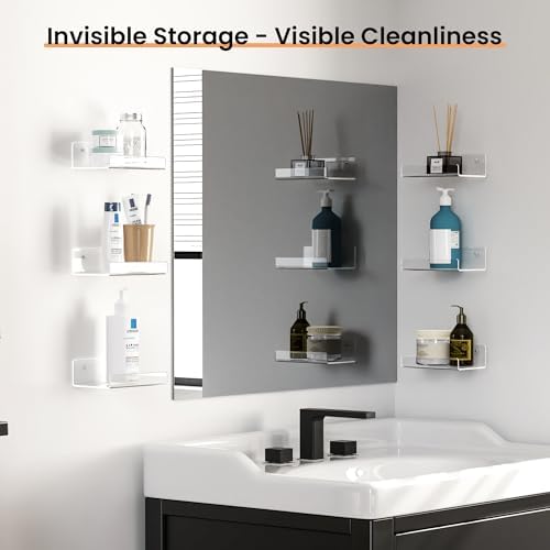 upsimples 6" Acrylic Shelves, Small Shelf for Wall Decor and Display, 6 Pcs