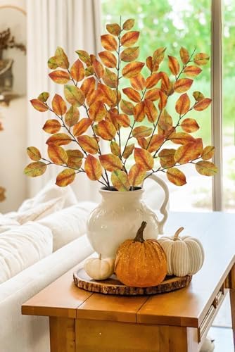 41 inch Artificial Fall Leaves Stem Yellow Fake Autumn Foliage Branches