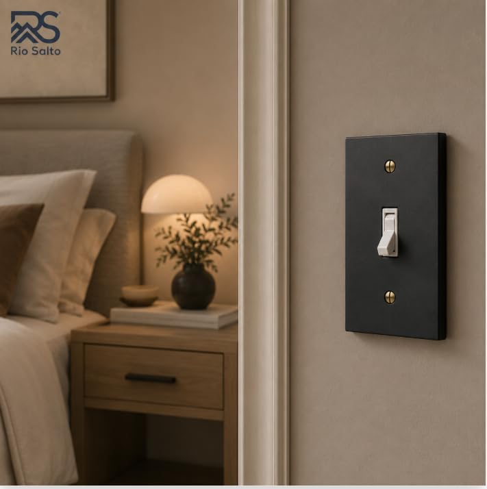 Rio Salto Forge Collection Decorative Matte Black Metal Outlet Covers, Light Switch Plate, Heavy Gauge 1-Gang Single