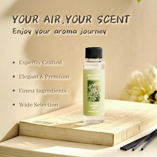 Airkeep Reed Diffuser Oil Refill/Jasmine Lily/3.38 oz / 1 Pack/Air Freshener & Aromatherapy Essential Oil Blend for