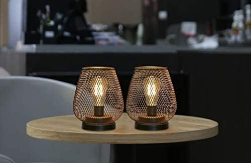 JHY DESIGN Set of 2 Metal Cage LED Lantern Battery Powered Cordless Accent Light with LED Great for Weddings Parties