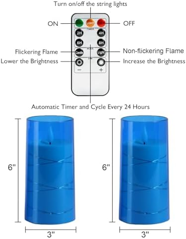 Homemory 3"x6" Flameless Candles, Flickering LED Pillar Candles with Remote