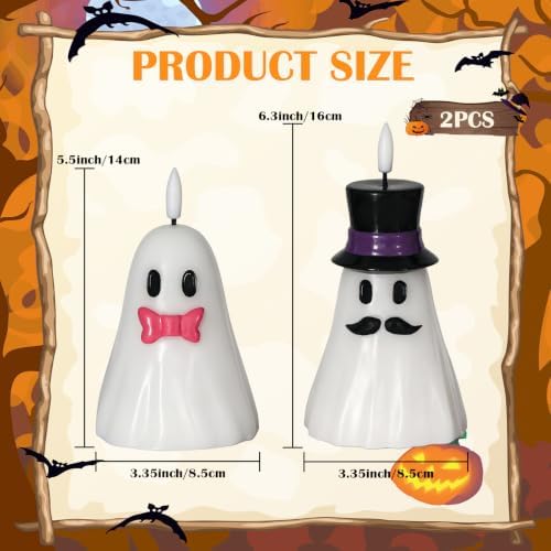 Halloween Decor Flameless Ghost Candles with 6H Timer, 2PCS