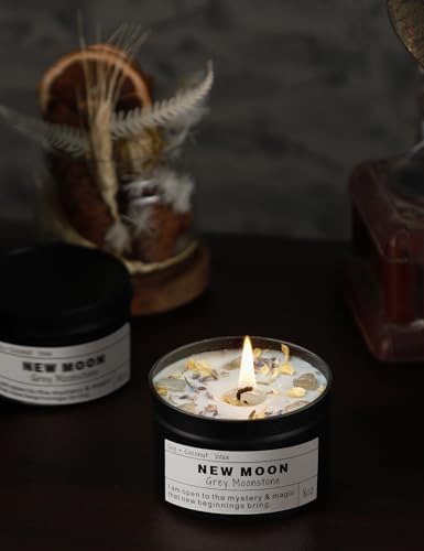NEW Moon Handmade Candle, New Beginnings, Ritual Energy Gift, Intention De-Stress Good Fortune, Success Protection