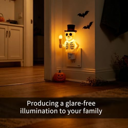 Skull Night Light, 2026 New Skeleton Night Light, Halloween Horrible Light Decoration for Halloween Party and Home Decor (White)