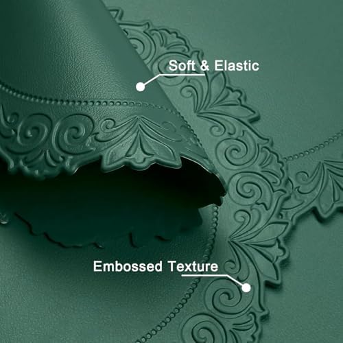 Round Faux Leather Placemats Set of 4, Dining Table Mats, Green