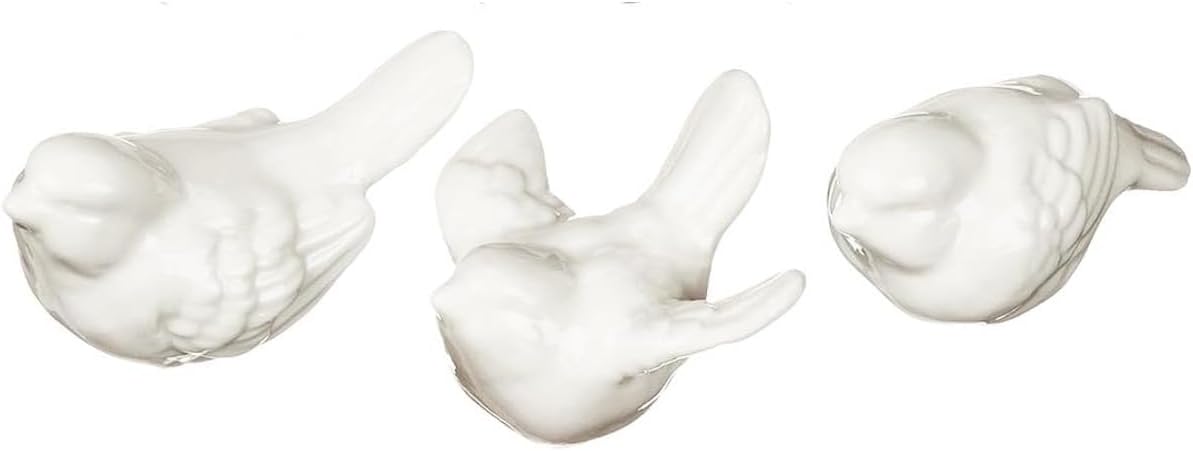 Ceramic Bird Figurines / White / Set of 3