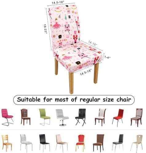 Christmas Chair Covers Set of 4, Nutcracker Chairs Slipcover for Dining Room, Removable Washable Breathable Cover in the Kitchen Restaurant Holiday Decor
