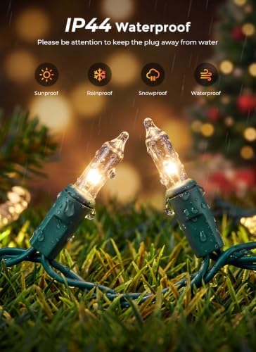 Minetom Warm White Christmas String Lights 200 Count 40 Feet, Green Wire