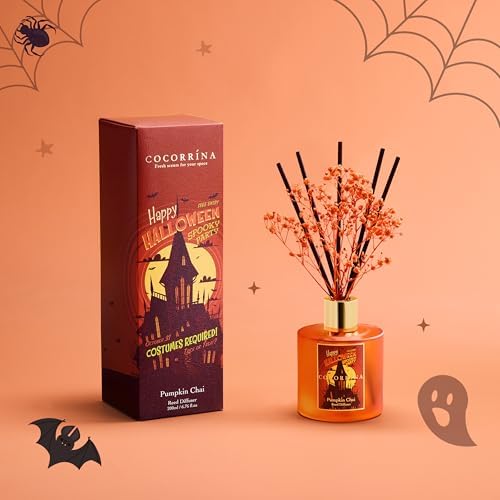 COCORRÍNA Reed Diffuser - Pumpkin Chai 6.7 fl oz Scented Diffuser with 8 Sticks Home Fragrance Bathroom Shelf Decor