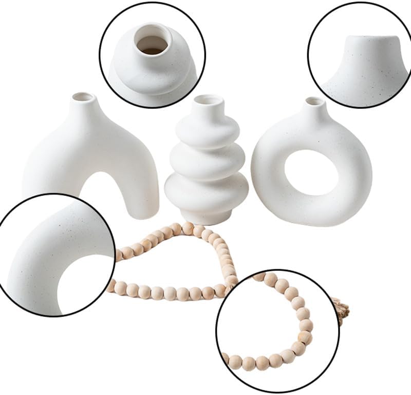 White Ceramic Vase / White Set / Set of 3