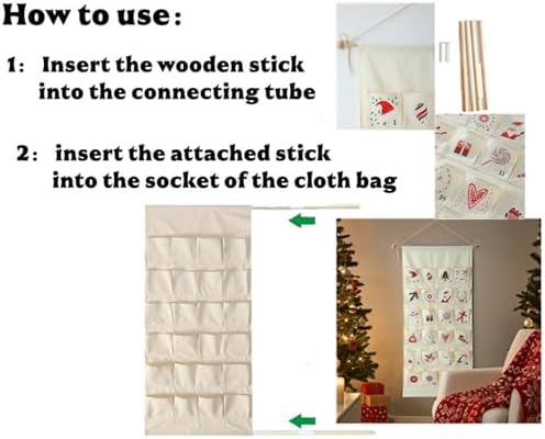 Reusable Christmas Advent Calendar with Pockets Door Wall Hanging