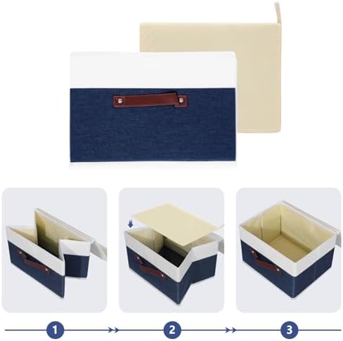 Storage Boxes / Lids Washable Decorative Storage Bins Basket / Small / Deep Blue White
