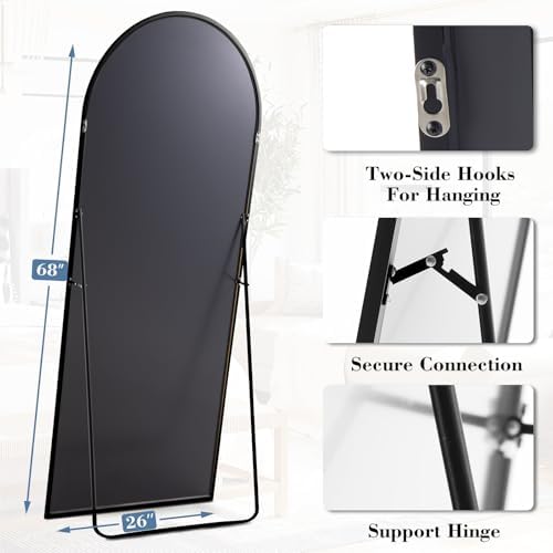 DUMOS 68"x26" Arched Full Length Mirror with Stand, Full Body Floor Mirror
