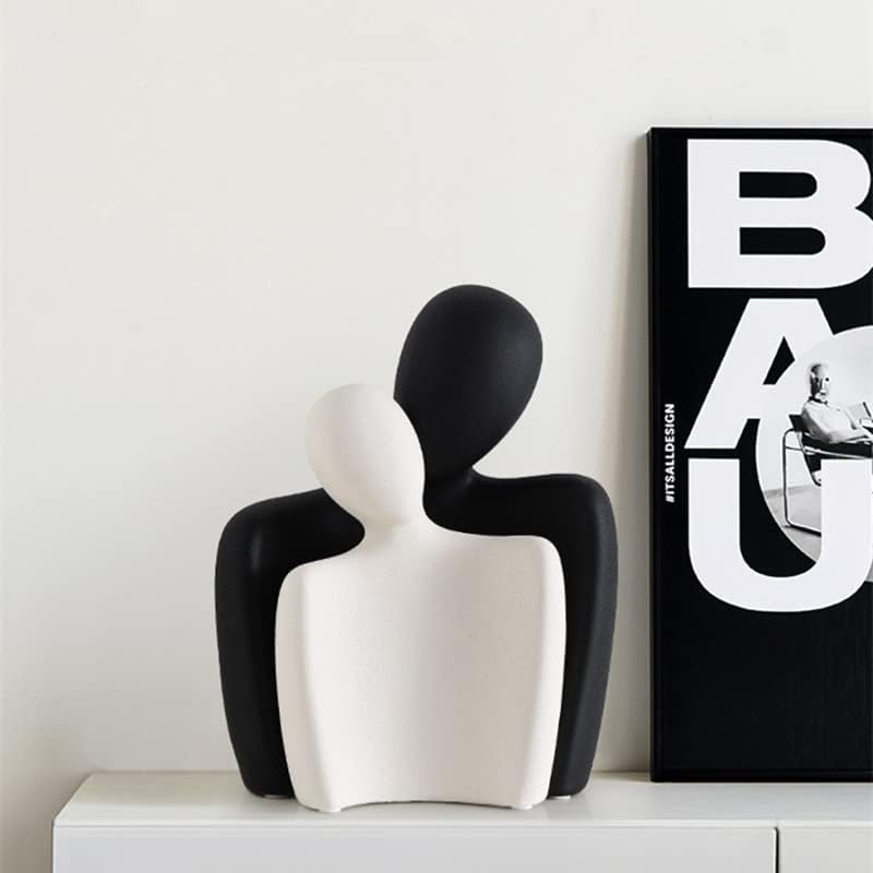 Ceramic Couple Statues / Black White