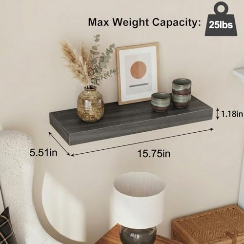 Fixwal Floating Shelves for Wall Decor (Grey, Set of 4, 15.7 Inch)