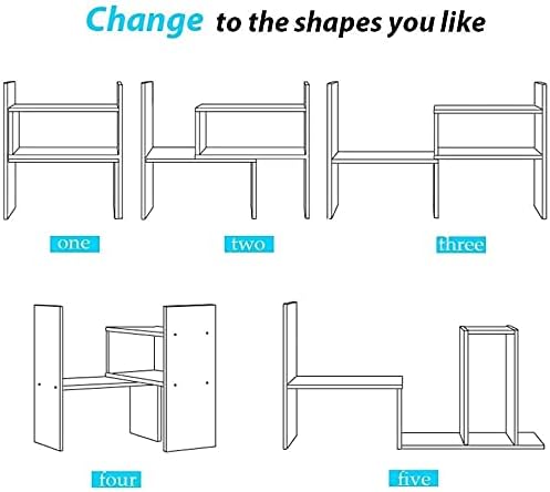 Sorfity Desktop Bookshelf Desk Storage Organizer Adjustable Wood Desktop Display Shelf Rack Counter Office Storage Rack