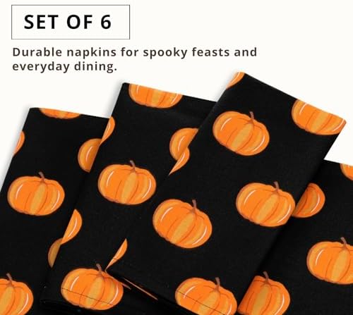 PurpleEssences Pumpkin Cloth Napkins, 18x18 in - Halloween Pumpkin