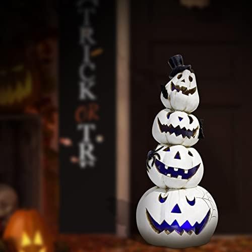 Hodao Halloween Decorations Indoor White Stacked Pumpkin Table Decor