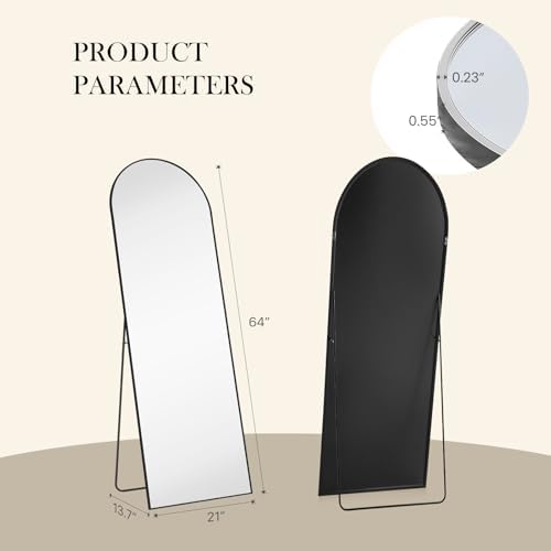 Arched Full Length Floor Mirror, 16"x59" Body Wall Mirror with Stand