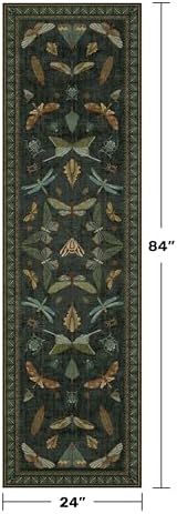 Hazo Haus Insect 2x7 Stain Resistant Kitchen Runner Rugs, Vintage Bathroon Rug Non Skid, Low Pile & Soft Non Slip with