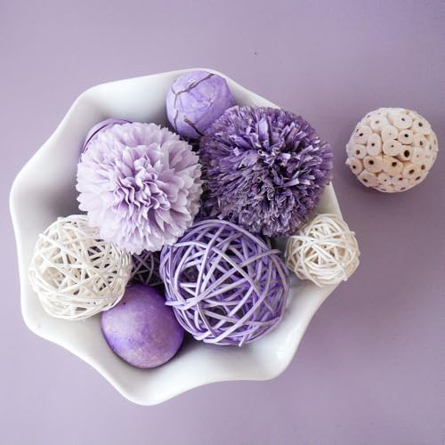 Qingbei Rina Decorative Balls for Bowls, Bowl Vase Filler, Lilac Purple