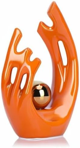 Abstract Art Ceramic Statue / Orange Gold / Small / 9.5 Inch