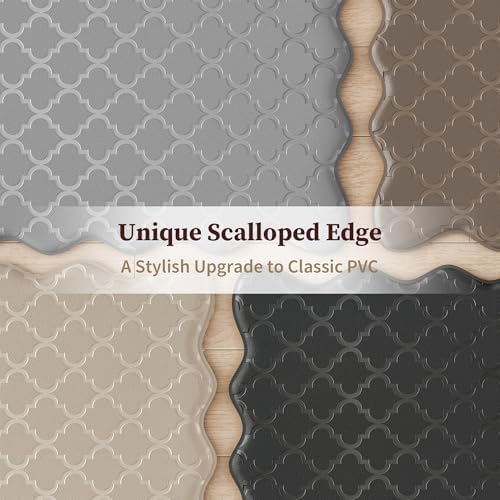 Arenarug Upgrade Scalloped Kitchen Mats for Floor 2PC, Khaki Kitchen Rugs