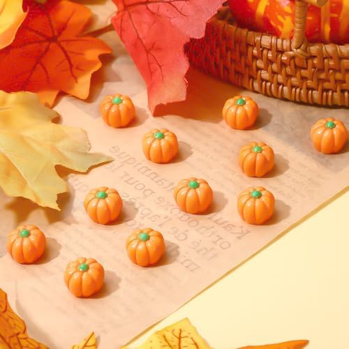 60Pcs Mini Resin Pumpkins Small Tiny Fake Pumpkins Figures Bulk