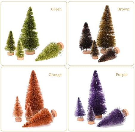 MANMAOHE 16 PCS Mini Christmas Trees Small Christmas Bottle Brush Trees with Wood Base Miniature Pine Trees Sisal Trees for Xmas Holiday Party Home Tabletop Tree Decor (16PCS)