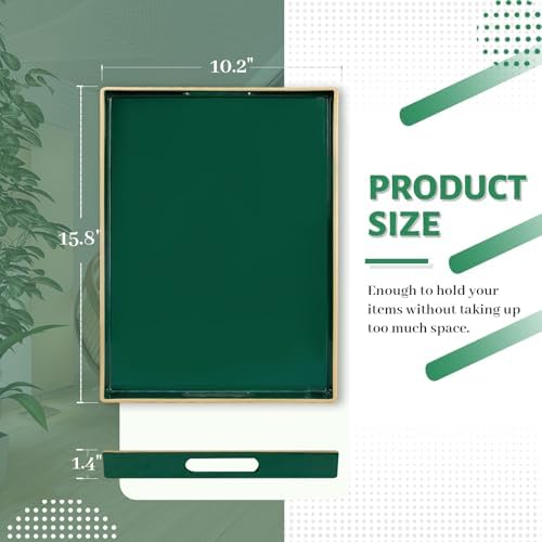 MAONAME Dark Green Decorative Tray for Ottoman, Serving Tray with Handles