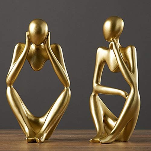 Resin Thinker Style Abstract Sculpture Statue Collectible Figurines Home Office Bookshelf / Gold