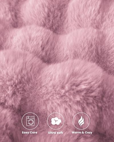 Ultra Soft Cozy Faux Fur Throw Blanket, Fuzzy Plush Thick Bubble Blanket, Oversize Luxury Fluffy Blanket for Couch