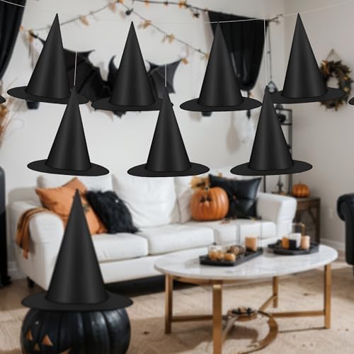 18Pcs Black Witch Hats, Thickened Hanging Witch Hat, Halloween Decor