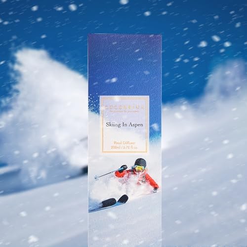 COCORRÍNA Reed Diffuser - Skiing in Aspen Reed Diffuser Set with 8 Sticks & Preserved Baby's Breath, Reed Diffuser for
