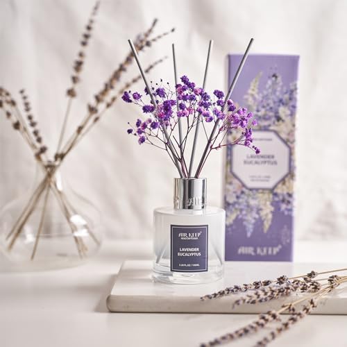Airkeep Reed Diffuser Set,3.38 fl oz (100 ml) - Lavender Eucalyptus Oil Diffusers with 8 Reed Sticks, Home Fragrance