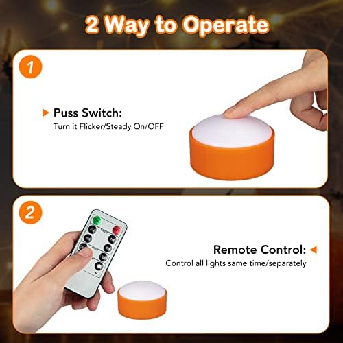 Litake LED Flameless Pumpkin Lights with Remote,Flickering Jack-O-Lantern Lights with Timer,Battery Operated Dimmable Halloween Candle Light for Halloween Indoor/Oudoor Decorations,6 Packs