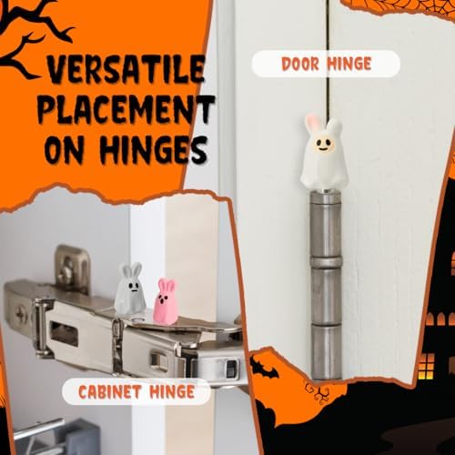 Ghost Figures Door Hinge Toppers Set of 5 - Cute Ghost Bunny Hinge Heads Decorative Topper - Magnetic Decorative Charms for Halloween Home Decor