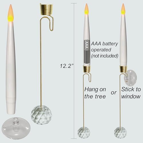 Leejec 10-Pack Christmas Tree Candles, Wand Remote, Crystal Ball Hooks